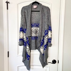 Grey Geometric Print Cardigan